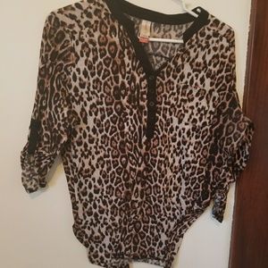 Cheetah print button down shirt